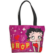 Betty Boop I Love to Shop Purple Tote Bag